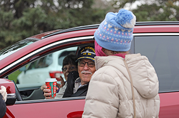 Veteran participating in Plymouth's Drive-Thru Veteran's Breakfast