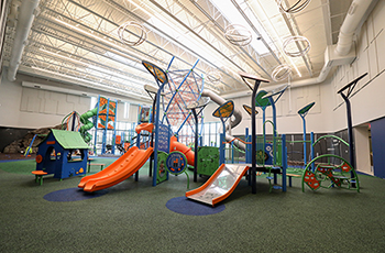 Photo of the Community Center indoor playground nearly complete