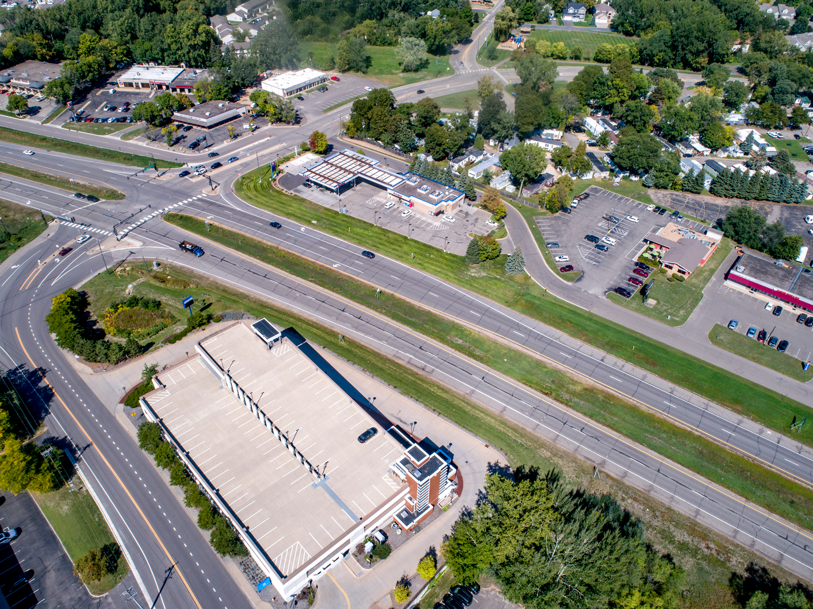 Aerial image of County Road 73 and Highway 55