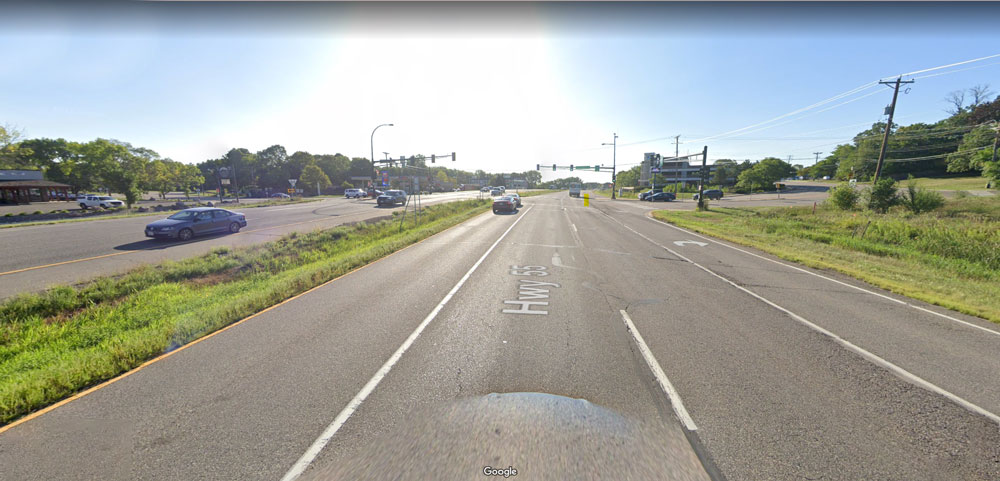 View of Highway 55 from the road