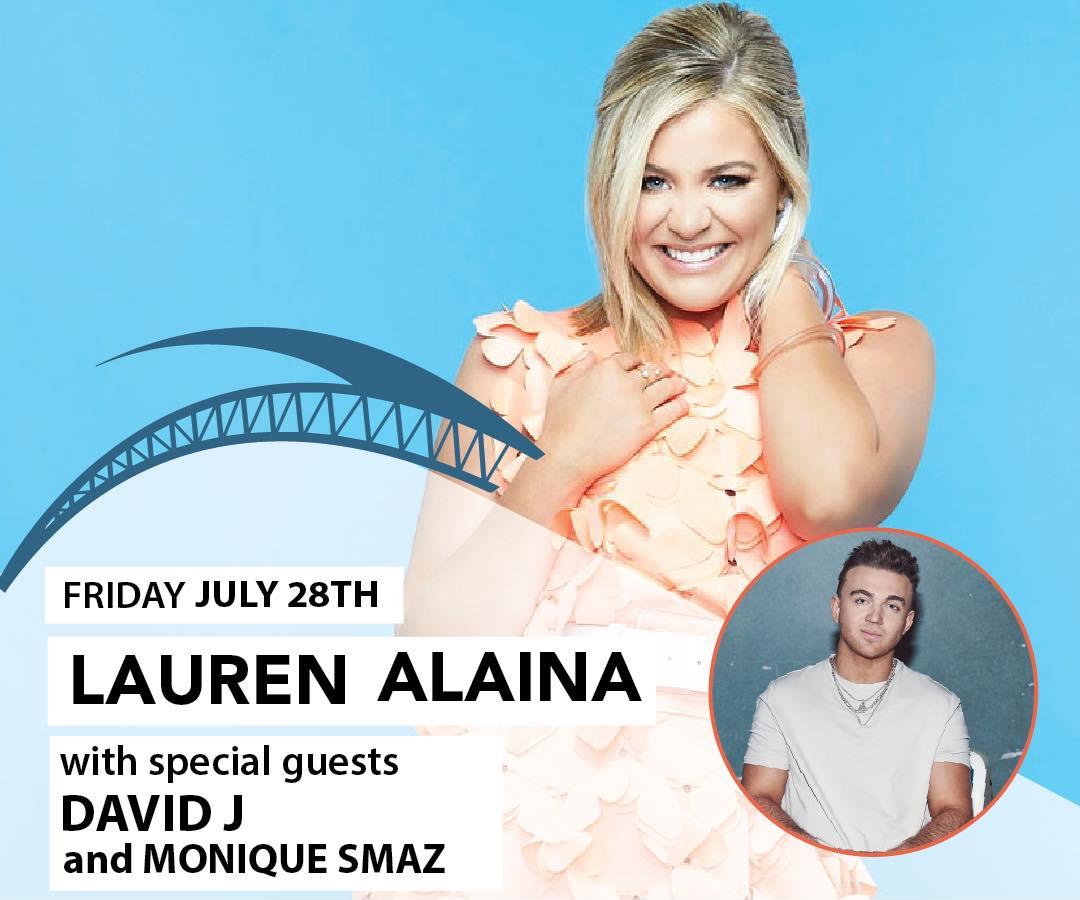 Live at the Hilde graphic featuring a photo of country star Lauren Alaina and special guest David J