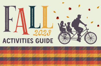 image with a bicycle that says Fall Activities Guide