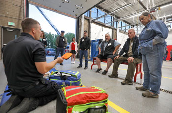 2022 Public Safety Citizens Academy participants at a Plymouth Fire Station