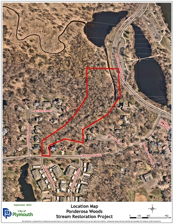 Ponderosa Woods Stream Restoration project map