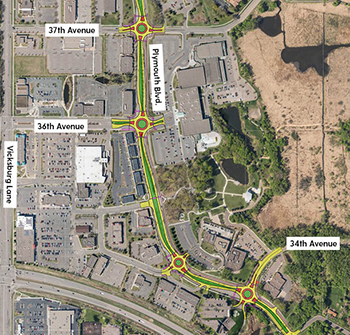 Map of Plymouth Boulevard Roundabouts