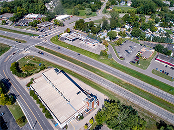 Aerial photo of connecting roadways in Plymouth