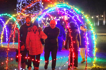 Holiday lights at the Hilde Performance Center