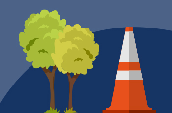 Trees with a construction cone