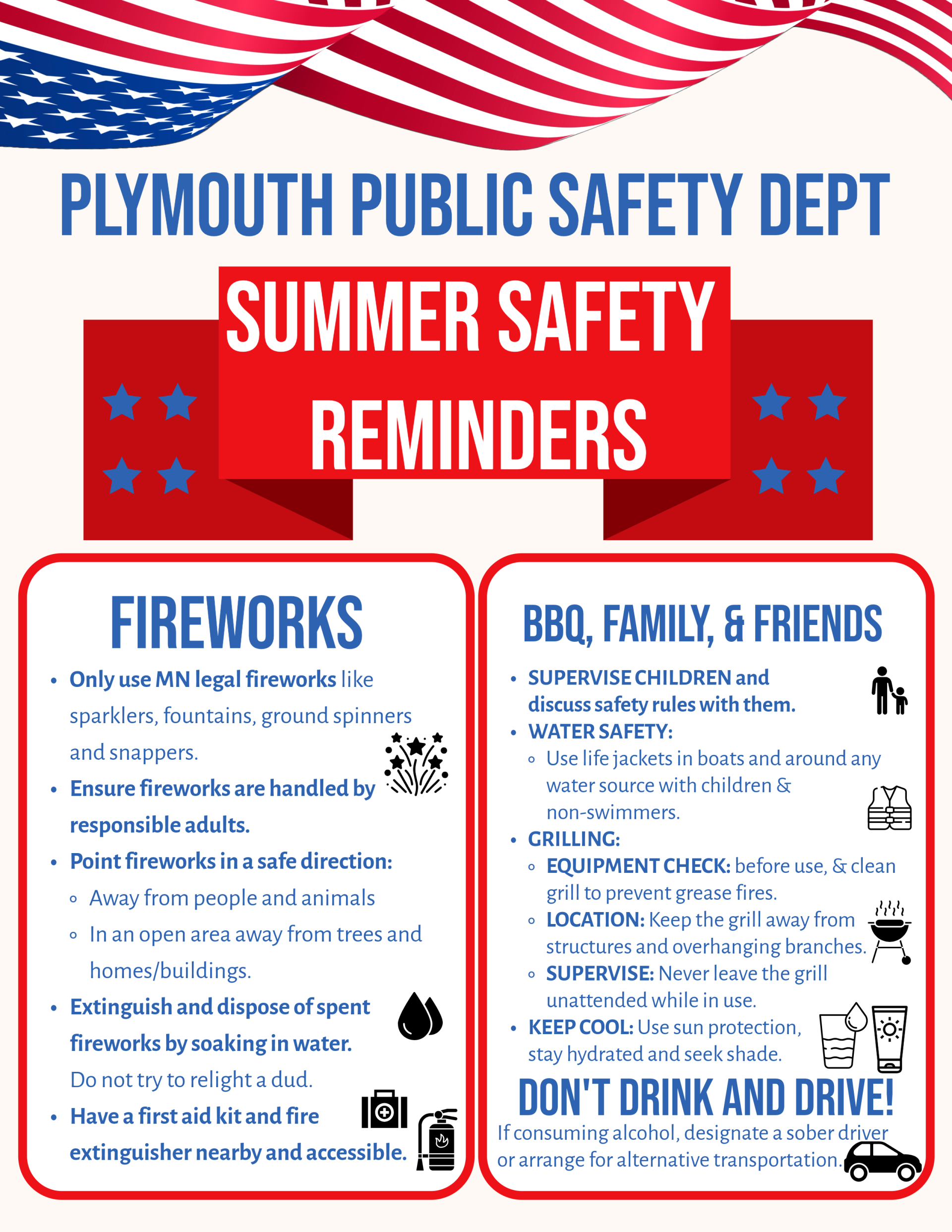 Photo of document with summer safety tips