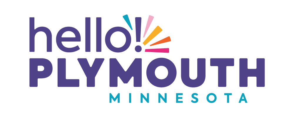 Hello Plymouth Destination Marketing logo that features purple and colorful imaging