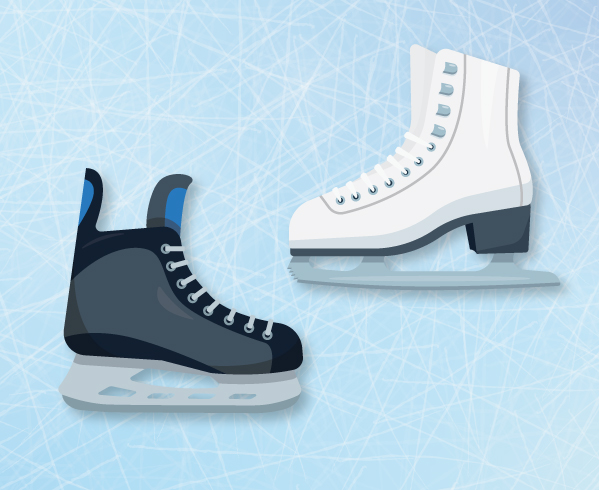 Graphic with hockey and figure skate icons