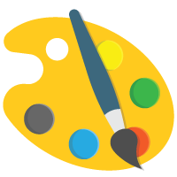 Paint palette with a paint brush