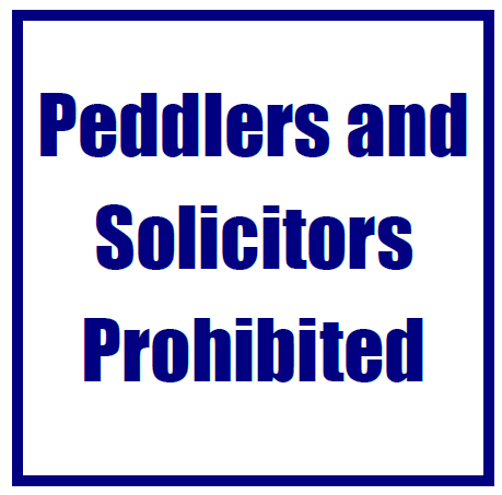 Peddlers and solicitors prohibited sign