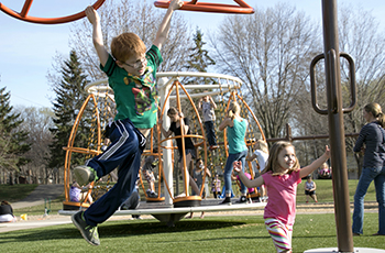 Kids playing on a playground in Plymouth