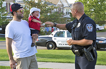 Plymouth police officers engaging with the community