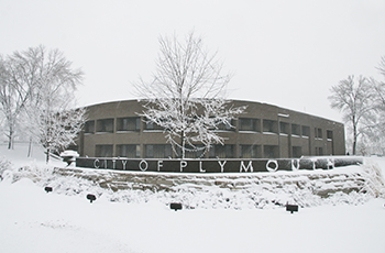 Plymouth City Hall in winter