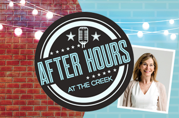 After Hours at the Creek graphic featuring a photo of stage hypnotist Sami Dare