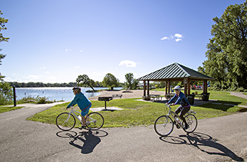 Bicyclists enjoying the trails at West Medicine Lake Park