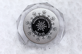 Fire & Ice Medallion in the snow