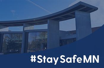 Stay Safe MN graphic showing Plymouth City Hall