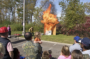 Plymouth firefighters demonstrate a kitchen grease fire at a previous event