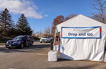 Drop-and-Go tent at Plymouth City Hall