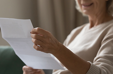 Woman reading a letter