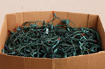 Strands of Christmas/holiday lights in a box