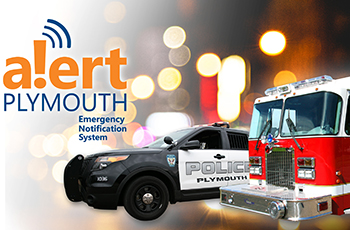 Police car and fire truck in promotion for Alert Plymouth